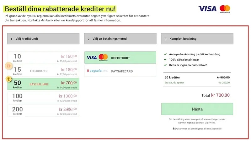 Kostnader och Betalningsmetoder